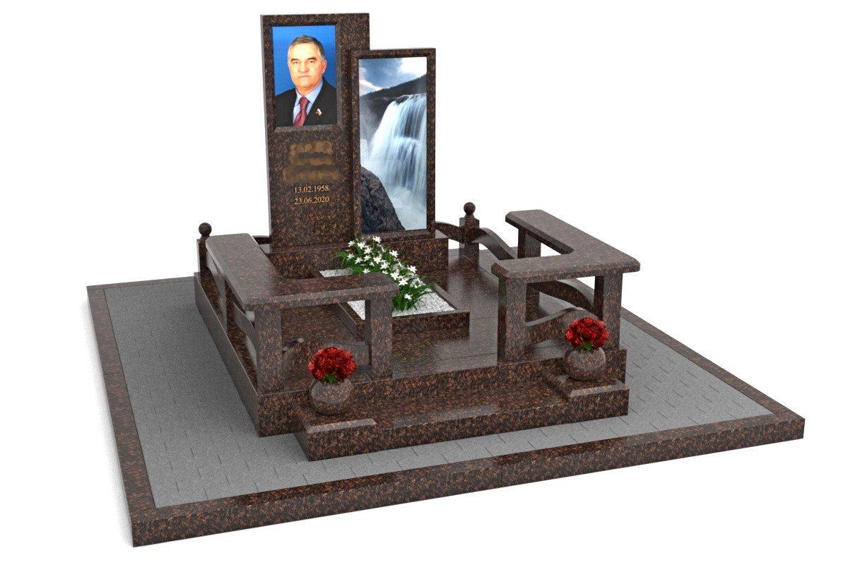 Мемориальный комплекс с прямоугольными памятниками для одного или семейный из гранита или мрамора